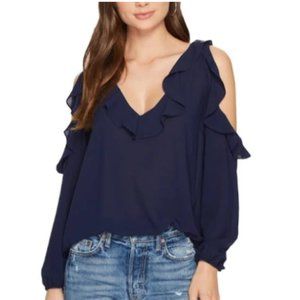 NWT BB Dakota Navy Blue Cold Shoulder Blouse Sz M